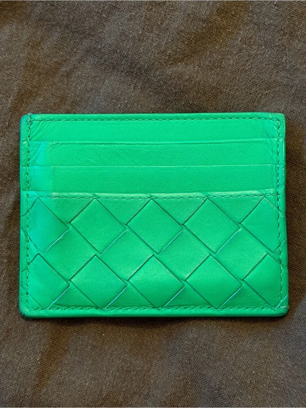 Bottega Veneta Intreccaito Card Holder in Parakeet Green